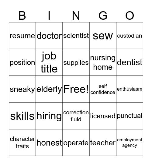 Unit 6 Vocabulary  Bingo Card