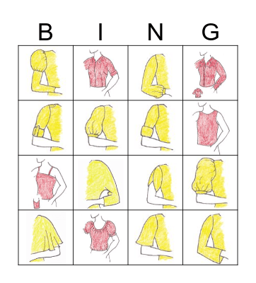 Sleeves and Shirt Styles  Bingo Card