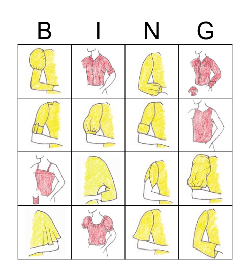 Sleeves and Shirt Styles  Bingo Card