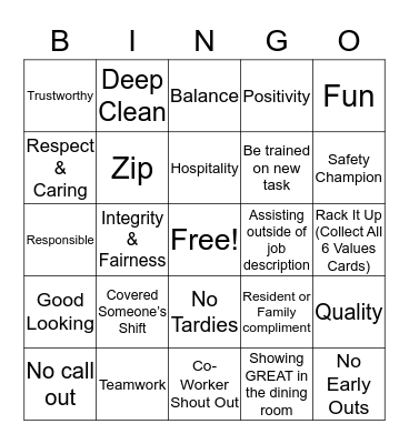 Name:                           Date:                            Bingo Card