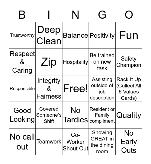 Name:                           Date:                            Bingo Card