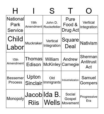 Unit 1 and Unit 2 HISTO Review Bingo Card