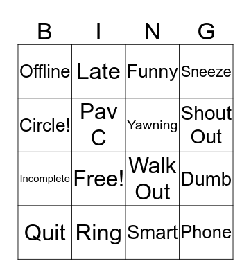 Staff Meeting Bingo Card