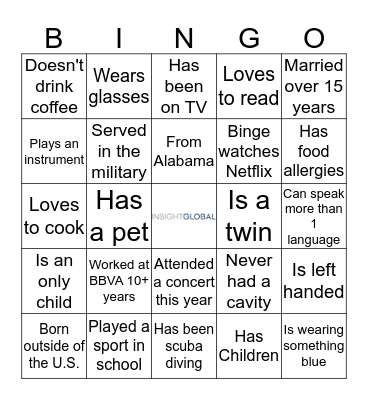 Get to Know Your Neighbor Bingo Card