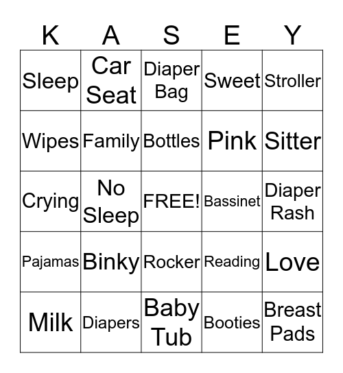 Baby TAYLOR  Baby Shower Bingo Card