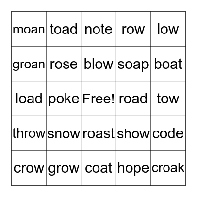 Long 0 Bingo Card