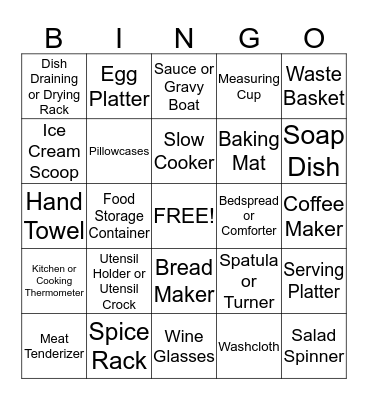 Amanda's Bridal Shower Bingo Card