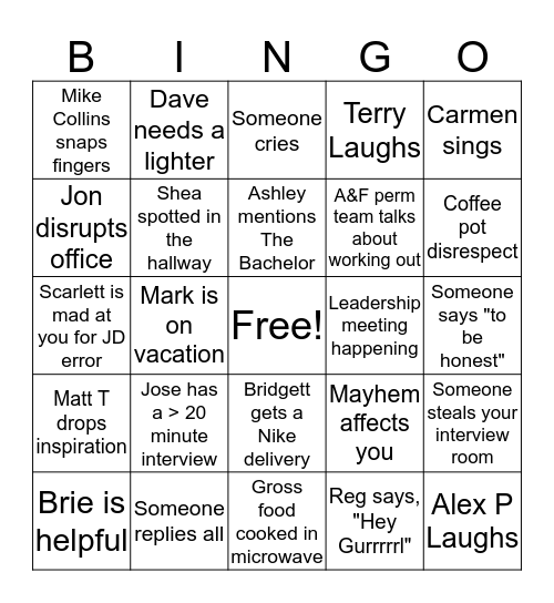 TalentBridge Bingo Card