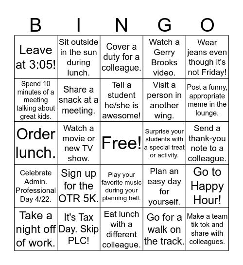 Sunshine Bingo  Bingo Card