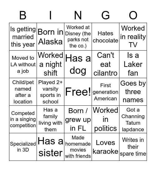 Get To Know Your Colleagues (BLACKOUT) Bingo Card