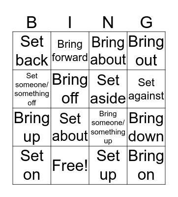 Phrasal Verbs Bingo Card