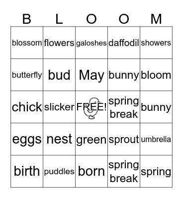 SPRING FLING BINGO Card