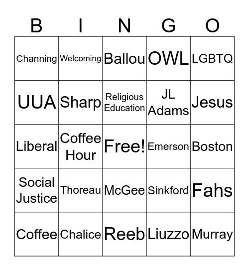UU Bingo Card