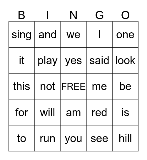 BINGO Card