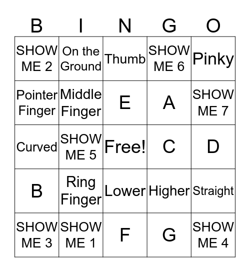 PIANO #1 Bingo Card