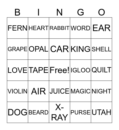 Untitled Bingo Card