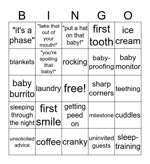 #itsababy bingo Card