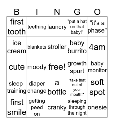 #itsababy bingo Card