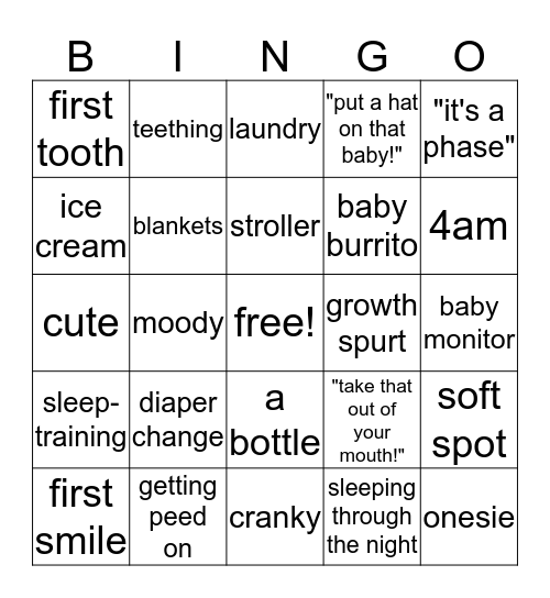 #itsababy bingo Card