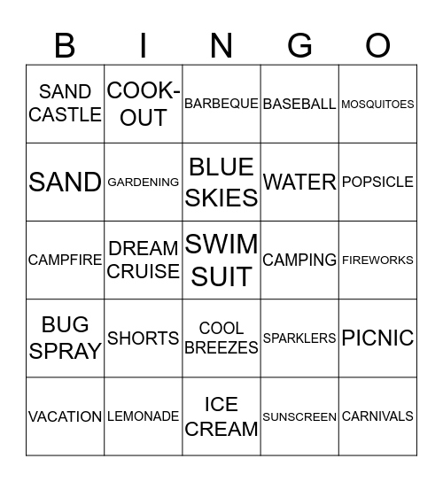 SUMMER FUN Bingo Card