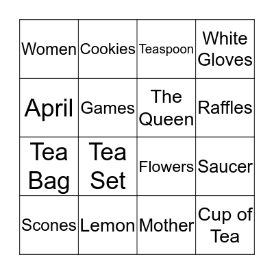 Sunday Afternoon Par"Tea" BINGO Card