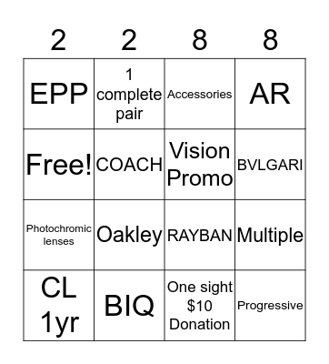 LensCrafters  Bingo Card