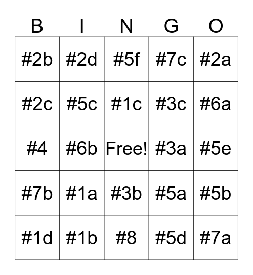 Algebra II Unit 3 Review Bingo Card
