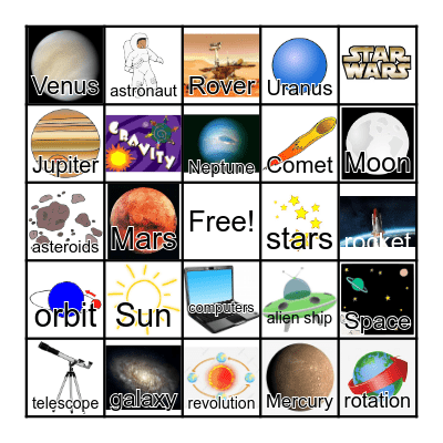 Planet and Moon Bingo Card