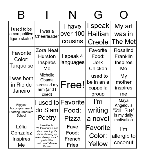 Womxn of Color Brunch Bingo 2020 Bingo Card