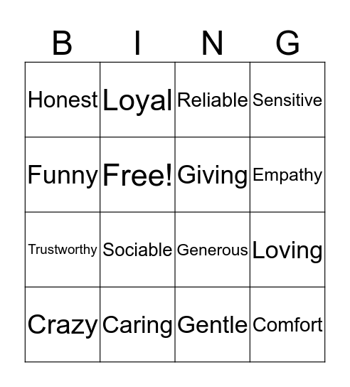 FRIENDSHIP BINGO Card