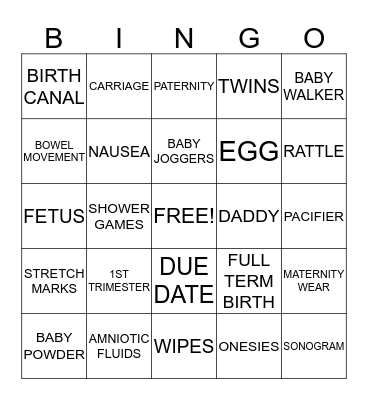 DEBRISHA'S BABY SHOWER BINGO Card