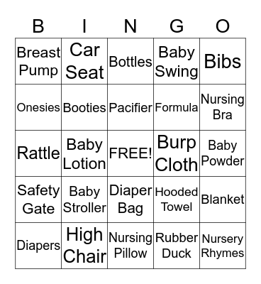 ALL ABOUT BABIES Bingo Card