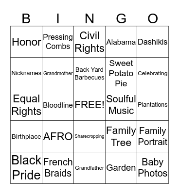 2014 FAMILY REUNION Bingo Card