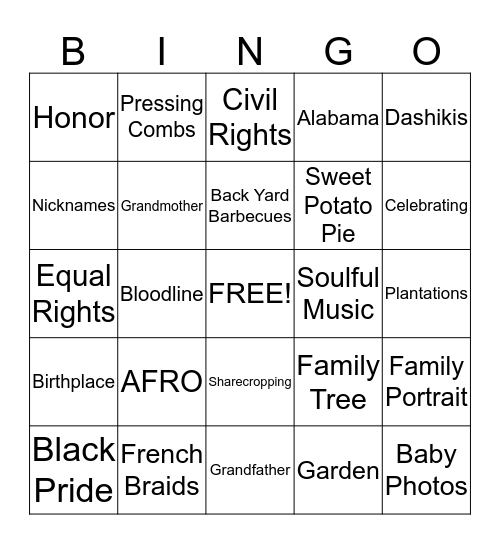 2014 FAMILY REUNION Bingo Card