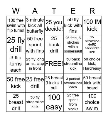 Workout Bingo! Bingo Card