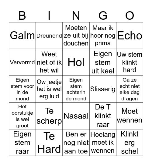 Hoortoestel aanpassing Bingo Card