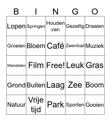 thema 8 vrije tijd  Bingo Card