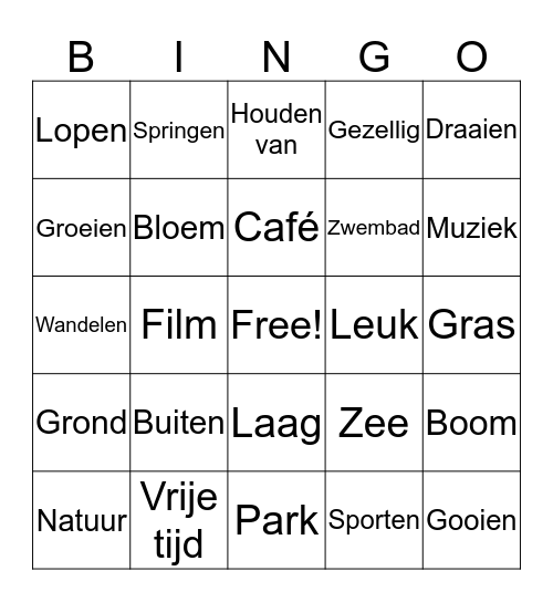 thema 8 vrije tijd  Bingo Card