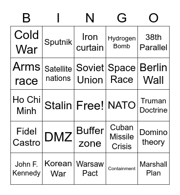 Cold War Bingo Card