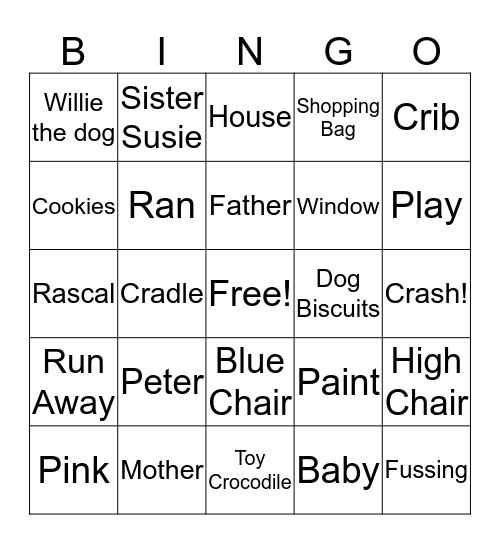 Peter's Chair Bingo Card