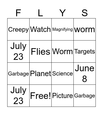 Diary of a Fly Bingo Card