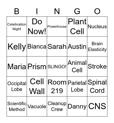 Slingo (Science Bingo) Bingo Card