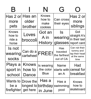 People Bingo Card