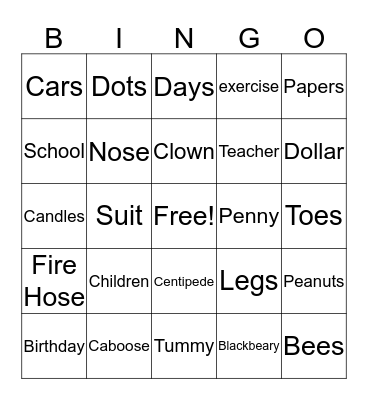 100 Days of School Bingo Card