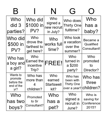 Fall Product Premiere Bingo Card