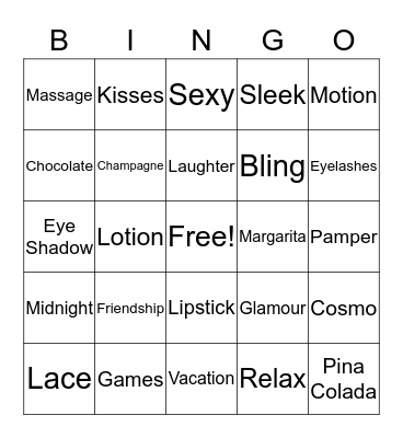 Girls Night Out Bingo Card