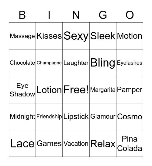 Girls Night Out Bingo Card