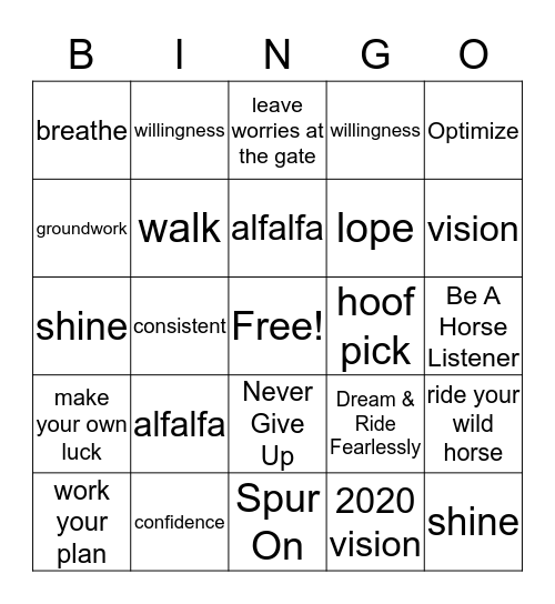 HorseGirl.me Bingo  Bingo Card