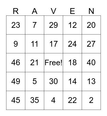 Black Knight Bingo Card