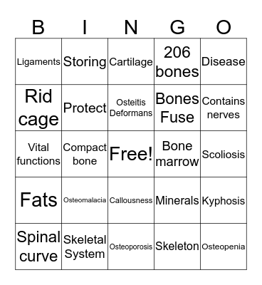 Bone Bingo Card